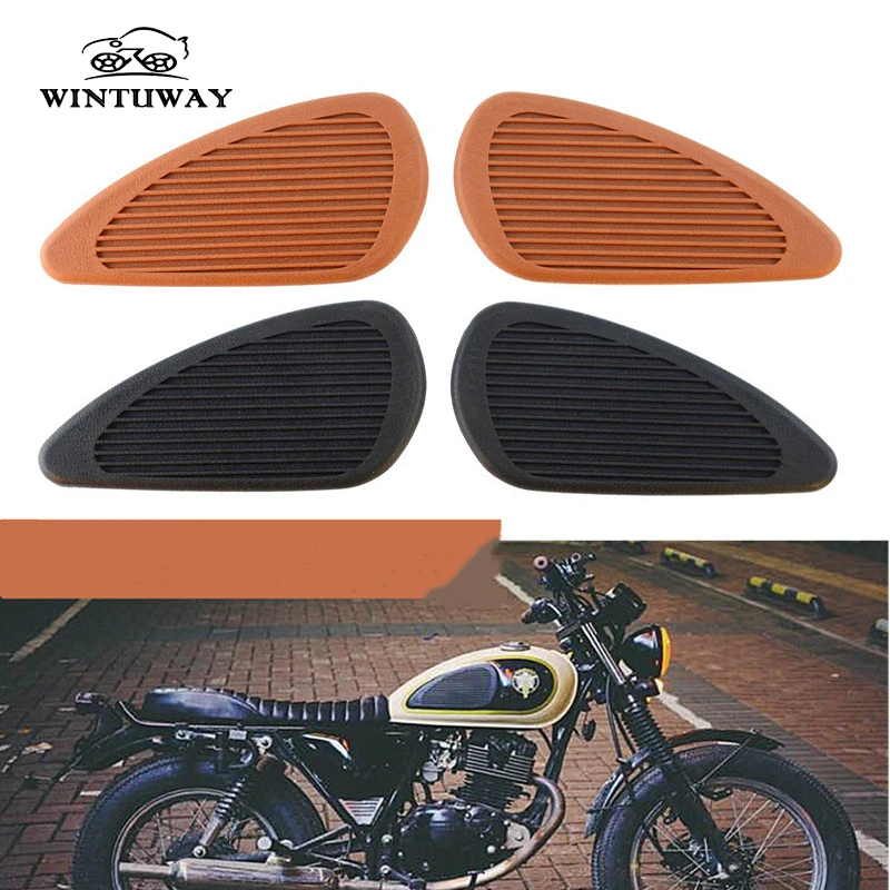 WINTUWAY 1 Pair Motorcycle Rubber Gas Oil Tank Knee Pads Universal Fuel Tanks Traction Decals Stickers Side Panels