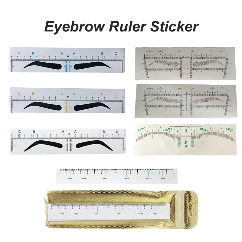 

100pcs Disposable Eyebrow Ruler Sticker Microblading Eyebrow Stencil Permanent Makeup Brow Shaping Measuring Tools PMU Accessory