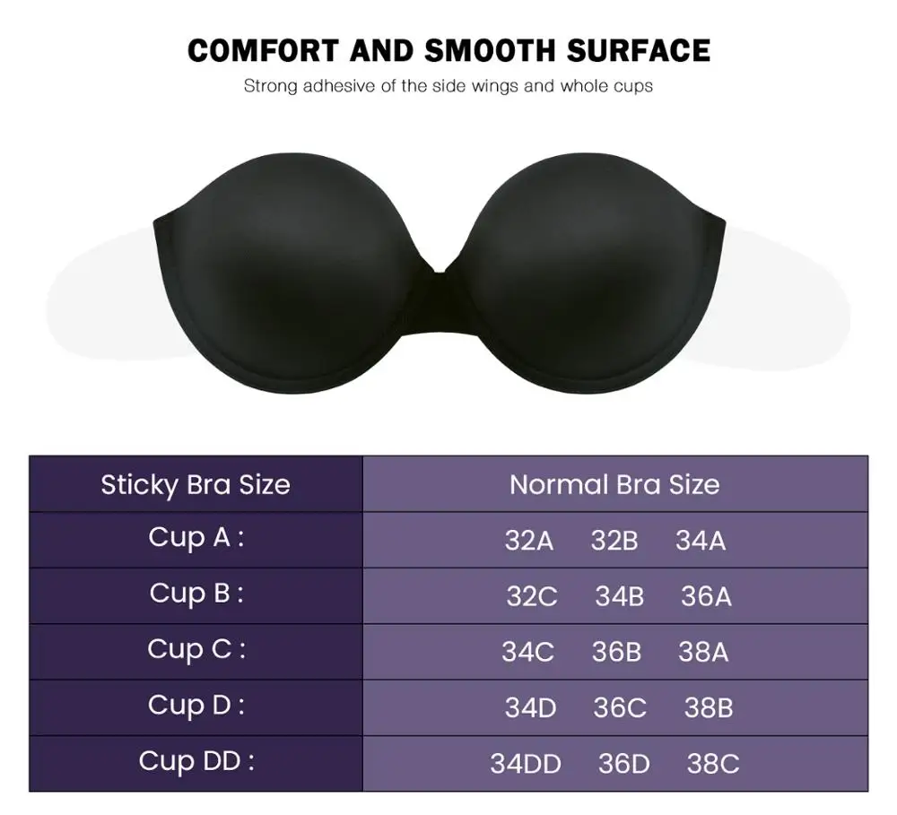 Push Up Strapless Bra Self Adhesive Sticky Backless Reusable Thick Padded Silicone Gel Underwire
