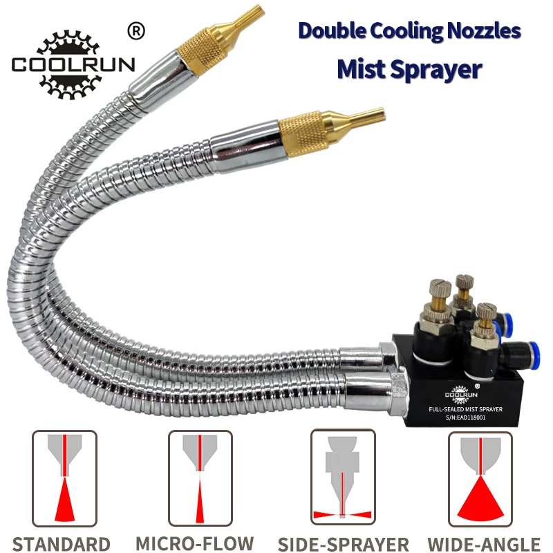 Hohe Qualität Nebel Kühlmittel Schmierung Spray System Einheit CNC Drehmaschine Fräsen Bohrer Gravur Sägen Maschine Werkzeug Zwei Düsen Kopf
