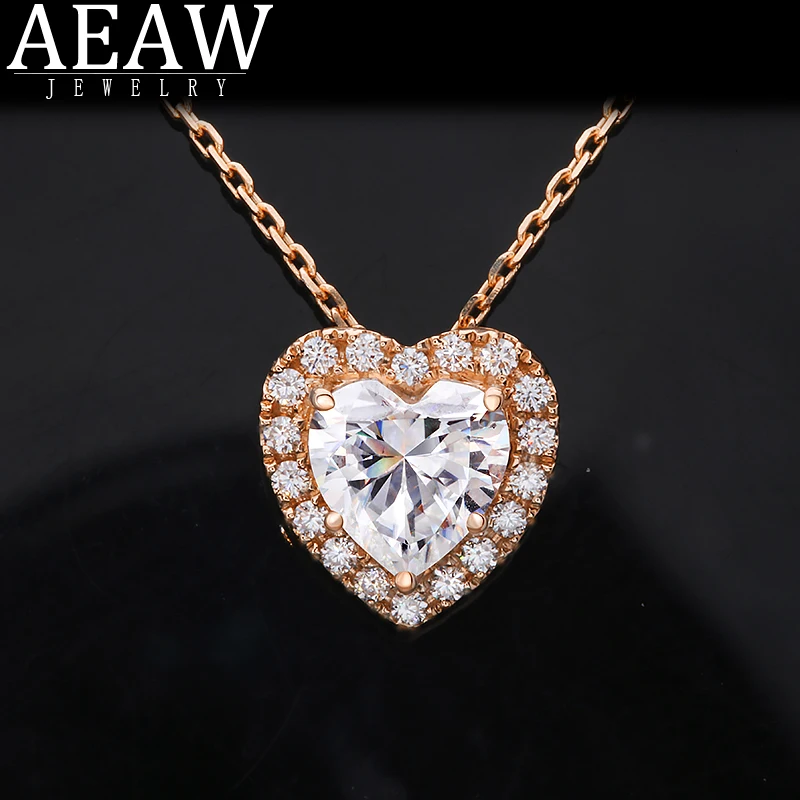 

DF Color Heart Brilliant Cut Sparking 2.0Carat 8.0mm Moissanite Pendant Love Pendant Necklace for Women Real 18k Yellow Gold