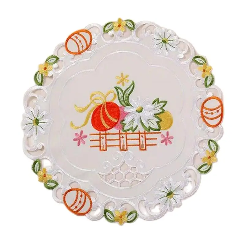 Europe Elegant Easter Egg Art Embroidery Bed Table Runner Flag Cloth Cover Lace Tablecloth Mat Kitchen Party Decor