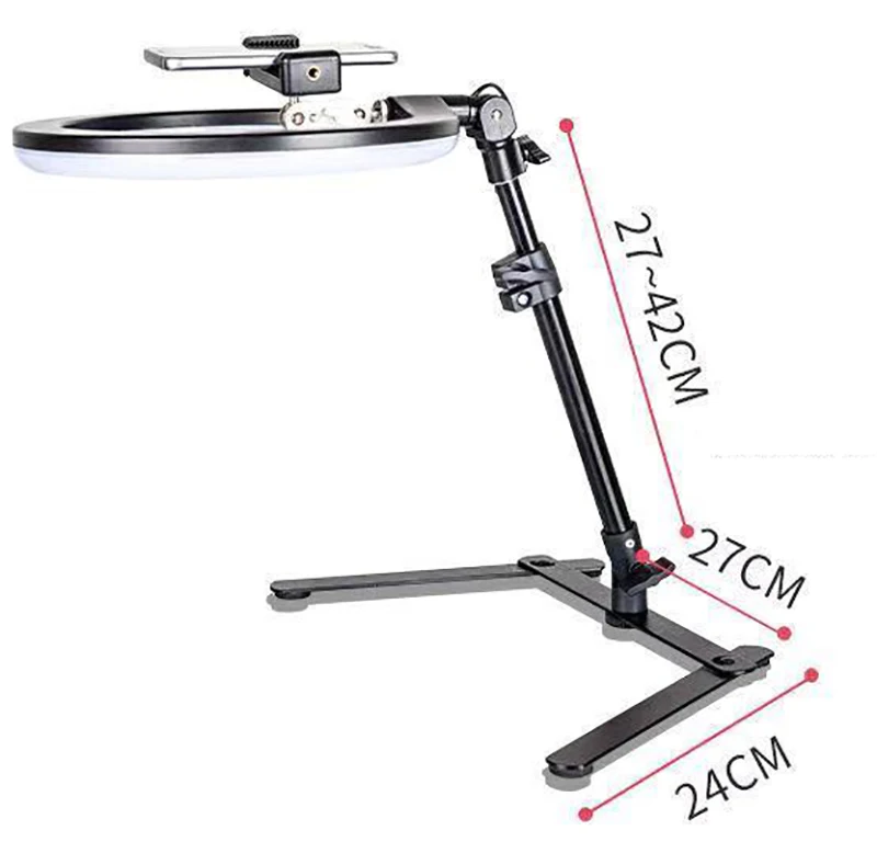 Desktop Overhead Tripod  for Video Shooting with Led Ring Light Lamp Tabletop Stand Tripods with Mobile Phone Holder For Nail Ar