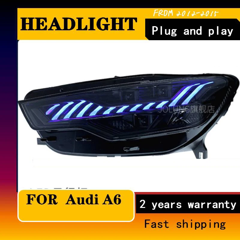 For Audi A6L Headlight 2012 2013 2015 Head Lamp Run Horse Daytime Tunning Lights Dynamic Turn Signal LED Lens Car Accessories