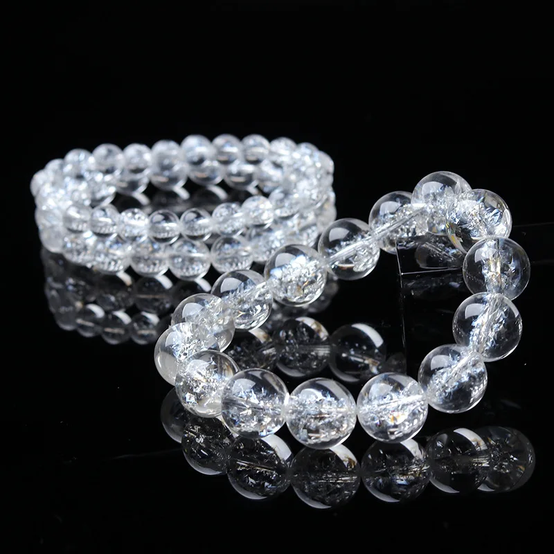 Natural Snowflake White Crystal Bracelet 8/10/12/14mm Beads Himalaya Clear Quartzs Stone Bracelets Fashion Jewelry