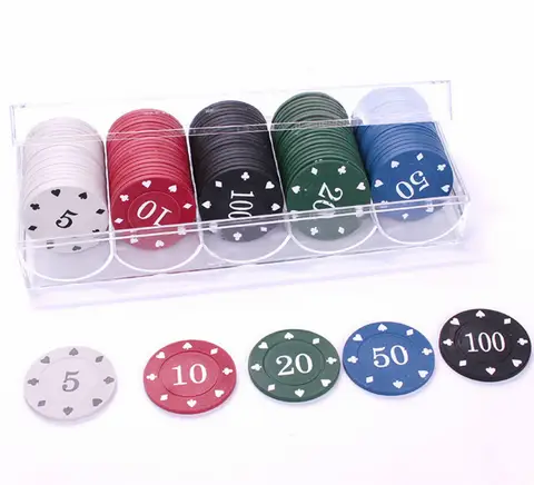 100pcs Texas Poker Chips with Box Professional Card Games Counting Blackjack Bingo Token Casino Poker Chips Set Digital Chips
