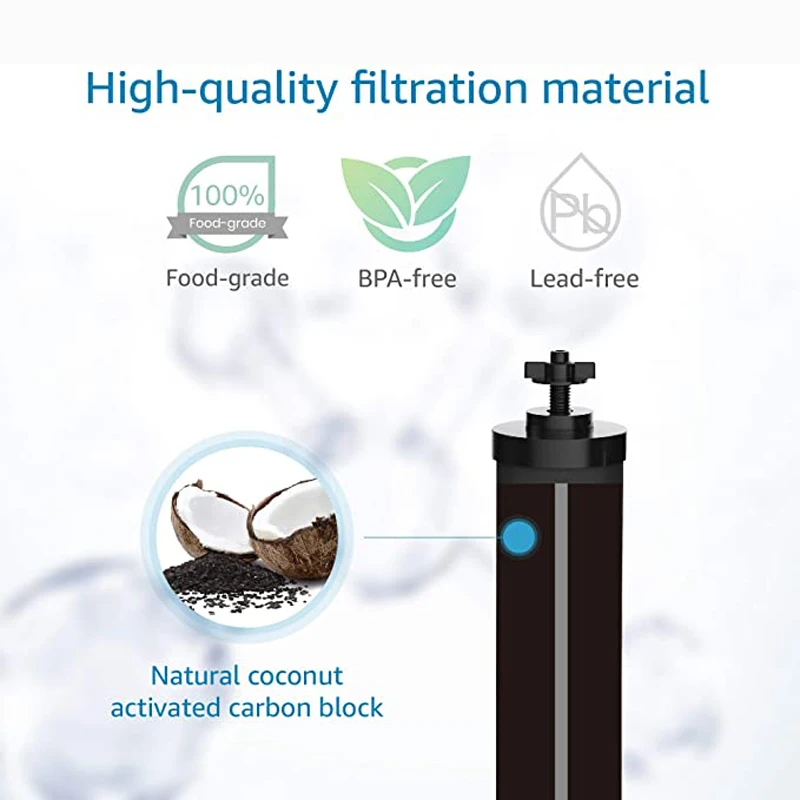 Elemento di purificazione Berkey nero di ricambio BB9-2 filtro acqua, compatibile con sistema di filtro a gravità, confezione da 2