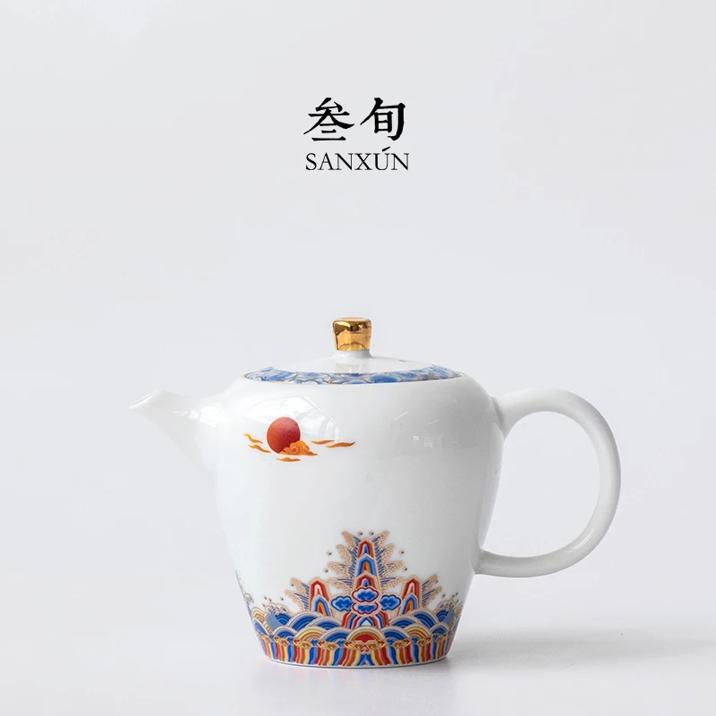 |Three ten-day hill sea ceramic teapot manual filtering single pot home of kung fu tea set the teapot