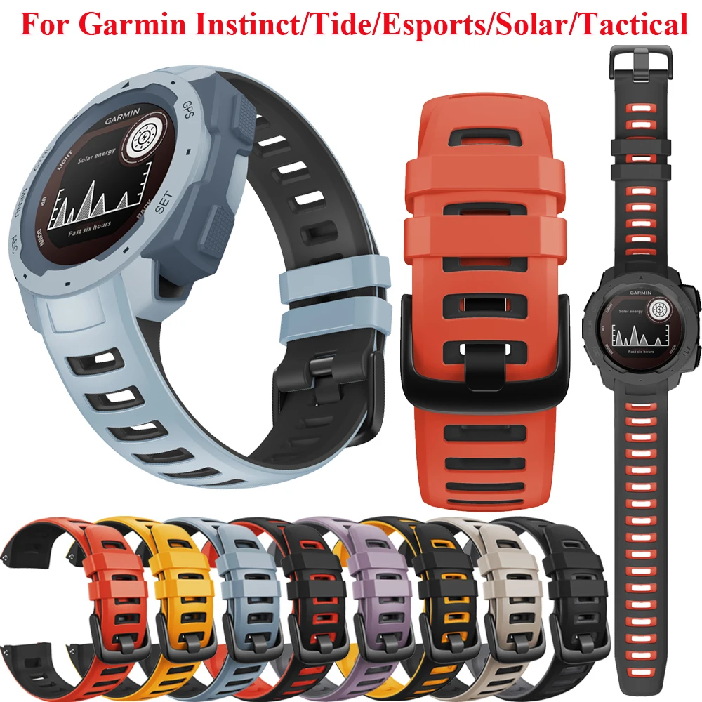 Tali Jam Tangan Silikon untuk Garmin Instinct/Esports/Tide/Solar Jam Tangan Pintar Gelang Pengganti Tali Jam Tangan Gelang Pintar
