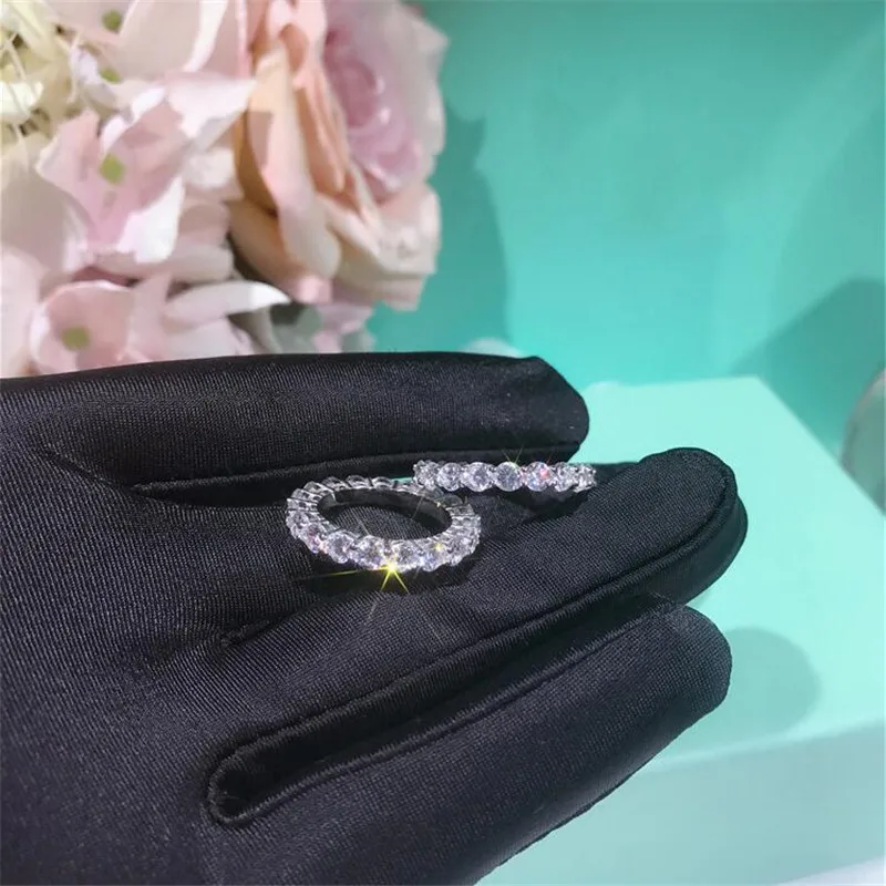 Infinity Brand New Luxury Jewelry 925 Sterling Silver Full Round Shape  AAAAA Cubic Zircon Stack Women Wedding Bridal Ring Gift