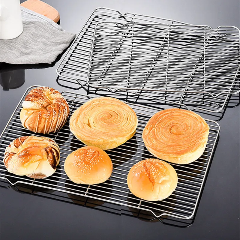 Stainless Steel Wire Grid Cake Cooling Rack Tray Shelf Bread Biscuit Food Pan Mesh Holder Home Drain Stand Baking Accessories