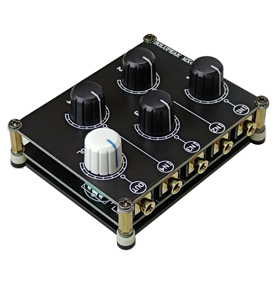 MX41 Stereo 4-in-1-out AUX Audio Mixer, Passive 3.5mm line levels control, mini 4 ways passive audio mixer