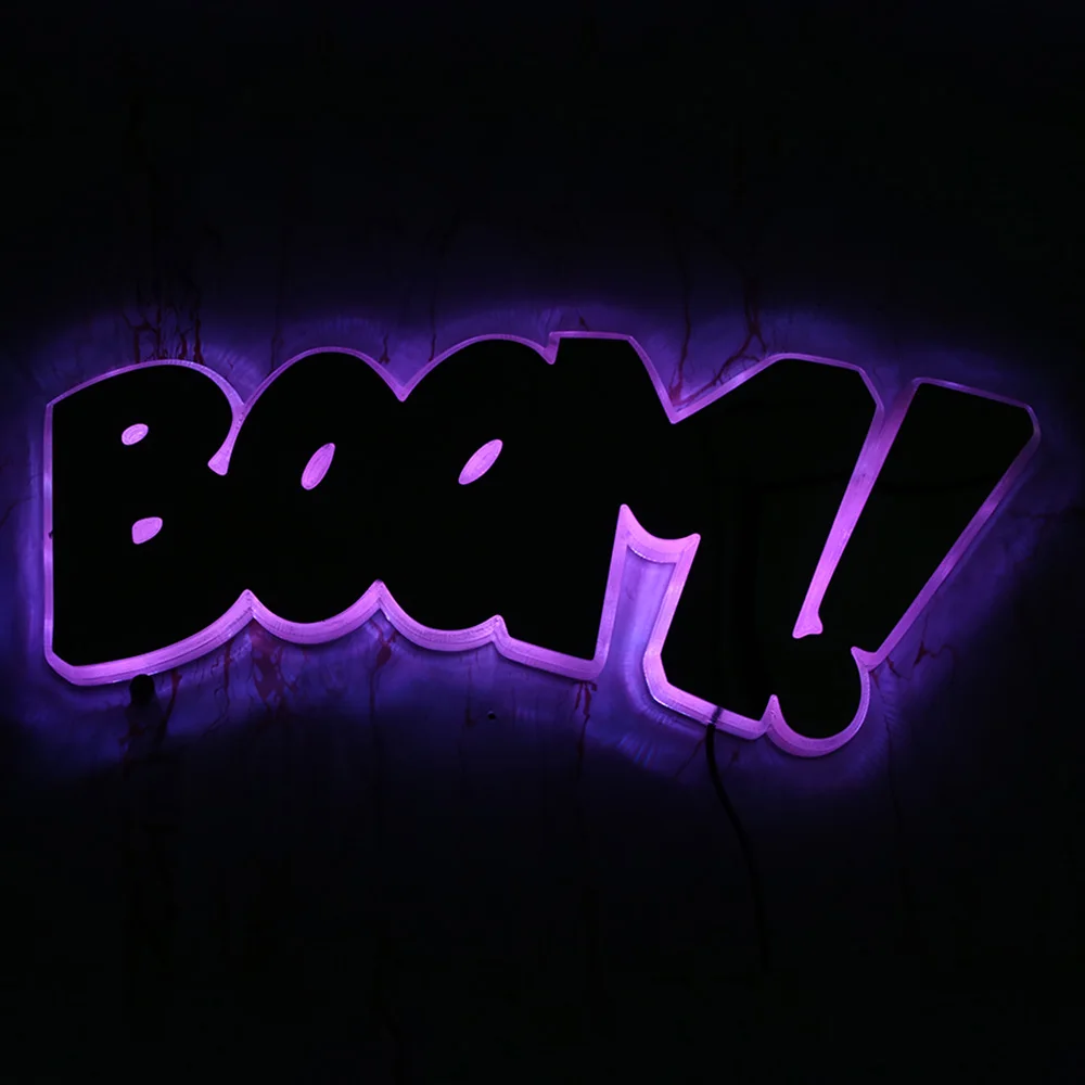 Boom Sign Acrylic Wall Mirror For Home Bar LED Backlight Burst Bubble Lamp Festival Lighting Wall Sign Home Party Office Decor