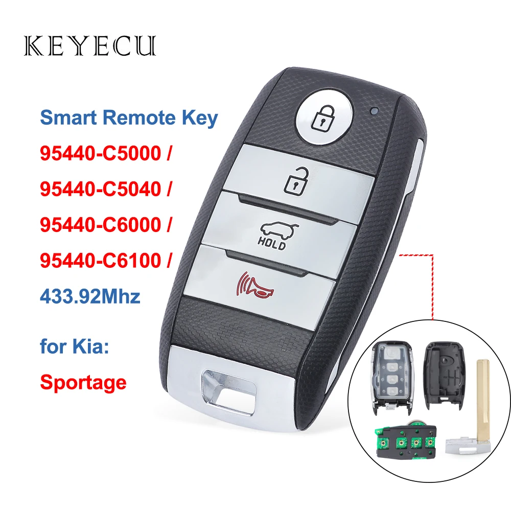 Keyecu Smart Remote Car Key 433.92MHz for Kia Sportage 2015 2016 2017 2018 95440-C5000, 95440-C5040, 95440-C6000, 95440-C6100