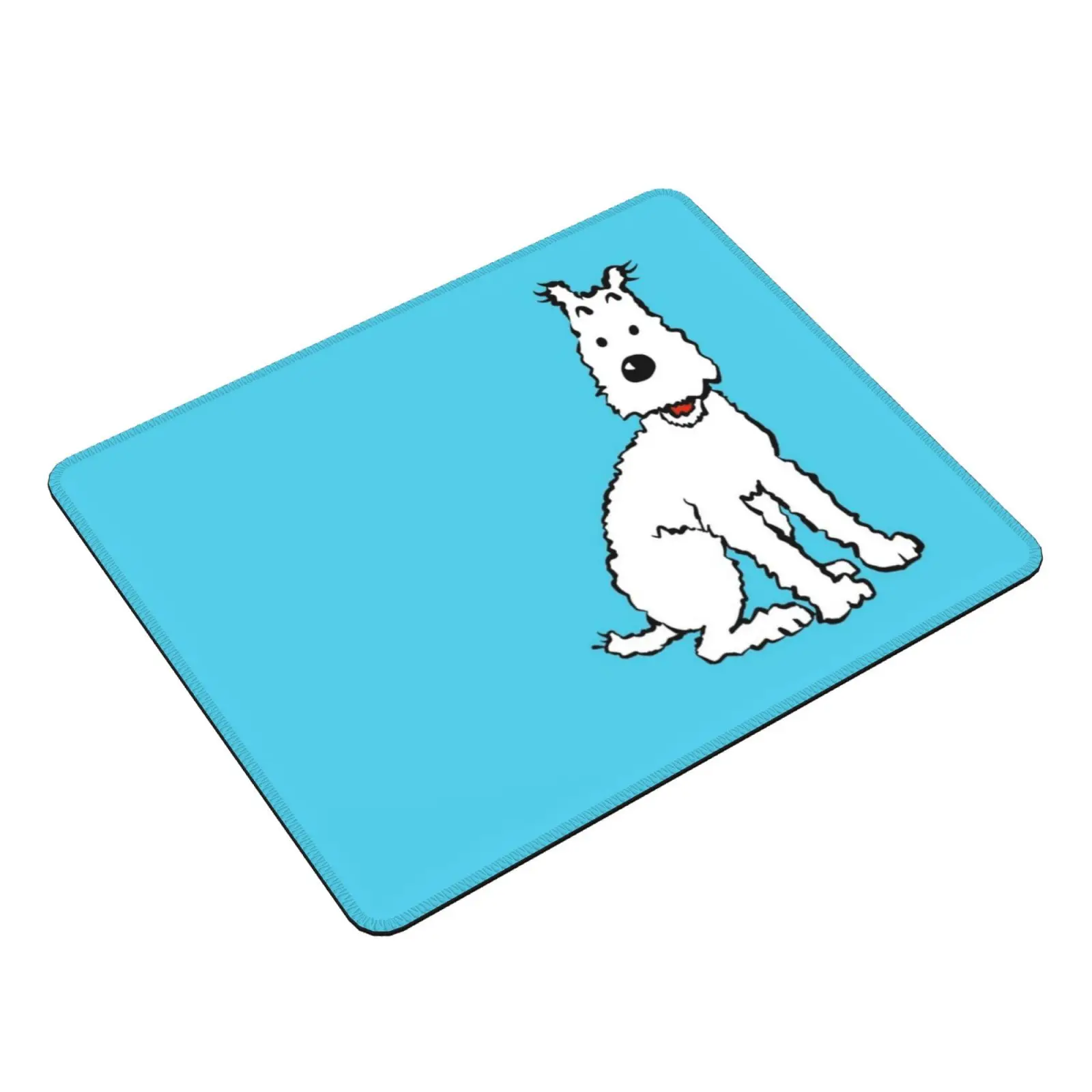 White Dog | Comic | Dog Illustration Mouse Pad DIY Print Dog White Milu Blue Tintin Tin Tin Comic White