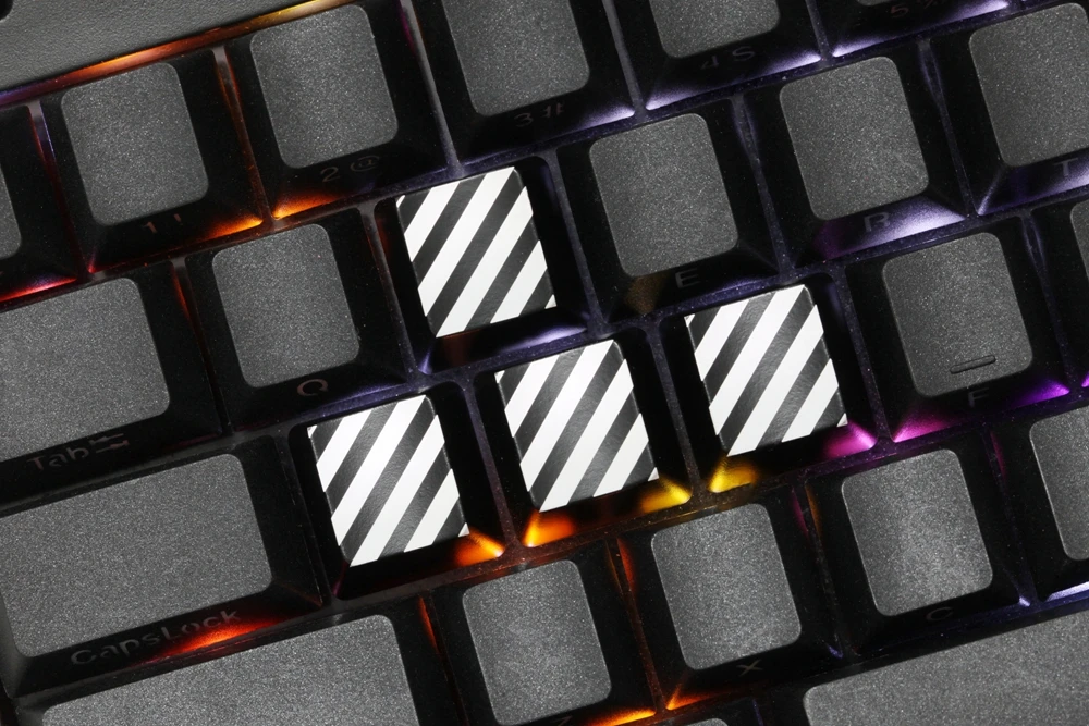 Novelty Shine Through Keycaps ABS Etched black red custom mechanical keyboards arrow key wasd r1 r 2 r3 r4 stripe cross grain