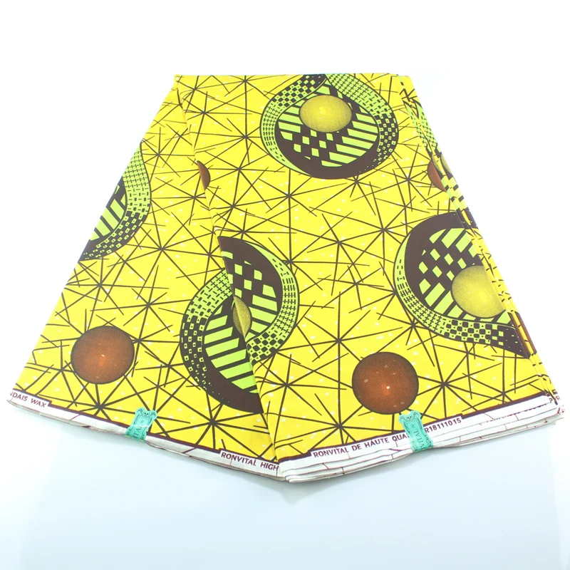 

New African Wax Print Fabric Yellow African Cotton Print Fabric Ankara Cotton Material Wholesale Retail Wax