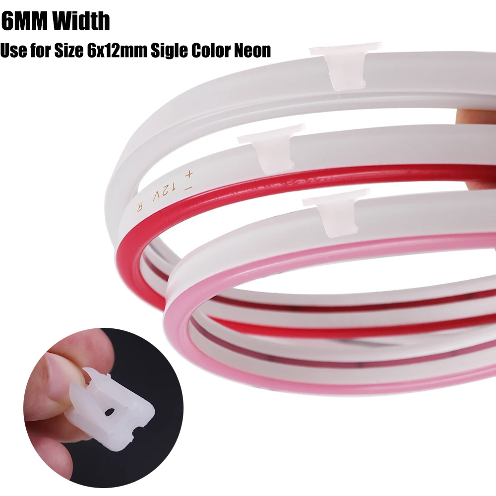 6mm 8mm Width LED Neon Light Clip Holder for 6x12mm 8x16mm Neon Rope Plastic Buckle DC12V 24V Flexible Neon Tape