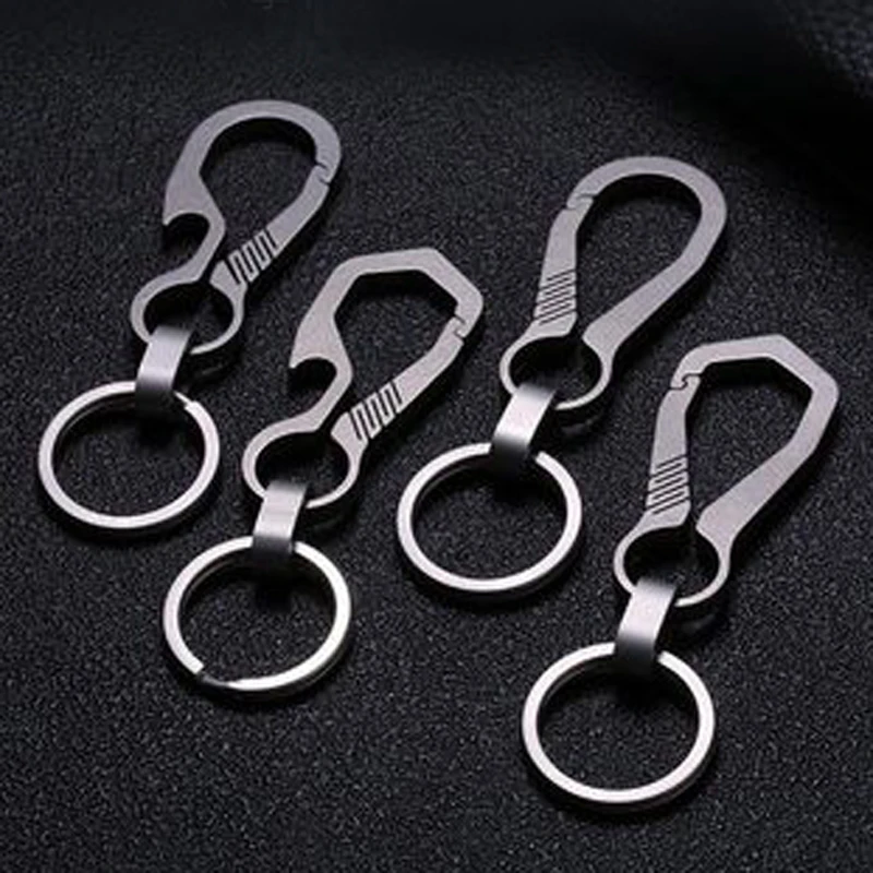 Super Lightweight Pure Titanium Keyring Spring Buckle Car Key Chain Men Hanging Buckle Creative Accessories Pendant Gift