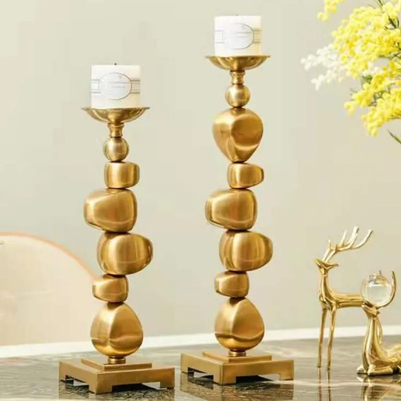 

Luxtry Stacking Irregular Geometric Metal Blocks Ornament Candlestick Holder For Dining Table Wedding Christmas Home Decoration