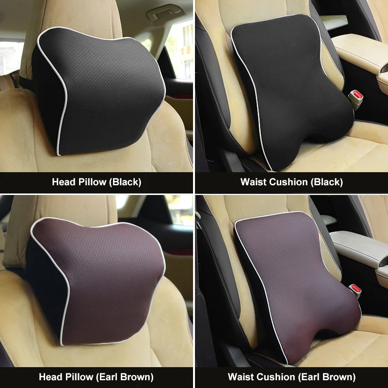 QHCP 1Pcs Car Safety Breathable Memory Foam Pillow Back Lumbar Head Neck Support Cushion For Lexus Es200250Nx200300Rx300200t