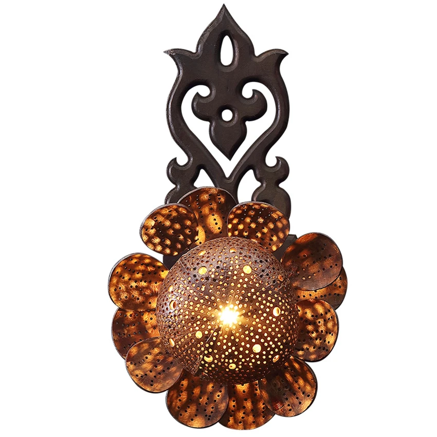 loft handmade coconut shell wall lamps restaurant clubhouse villa living room Southeast Asian wall sconces lights deco lighting