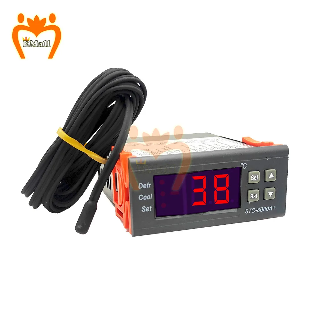 Refrigerador Termostato Controlador de Temperatura Refrigeração Automático Descongelar Temporizador Inteligente Sensor Ac110220v Stc8080a +