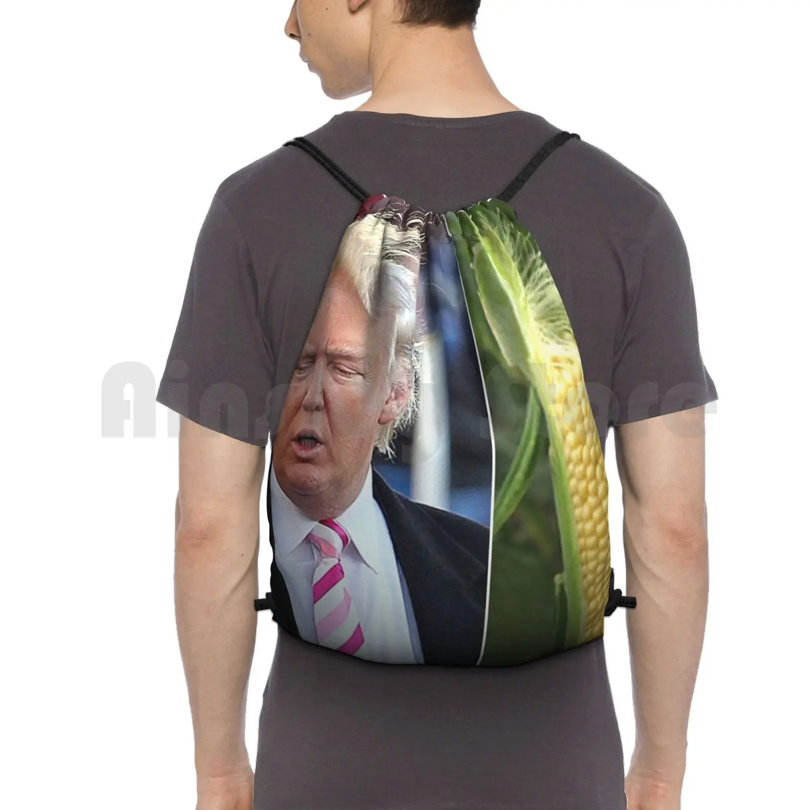 

Donald Trump / Corn Backpack Drawstring Bag Riding Climbing Gym Bag Donald Trump Donald Trump News Age Wife Memes Corn