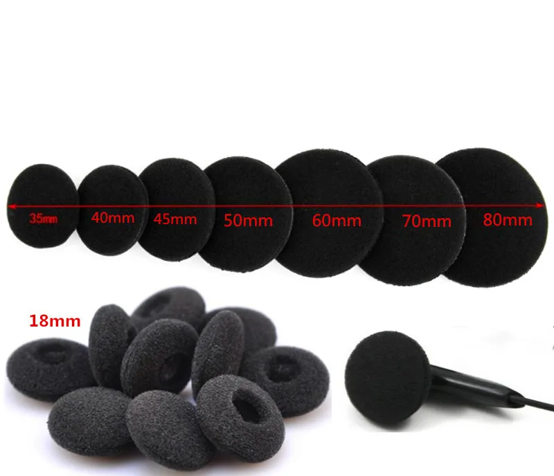 100Pcs Foam Ear Pads เปลี่ยนเบาะหูฟังหูฟังหูฟังชุดหูฟังถุงมือฟองน้ำหูหูฟัง35มม.45มม.50มม.70มม.