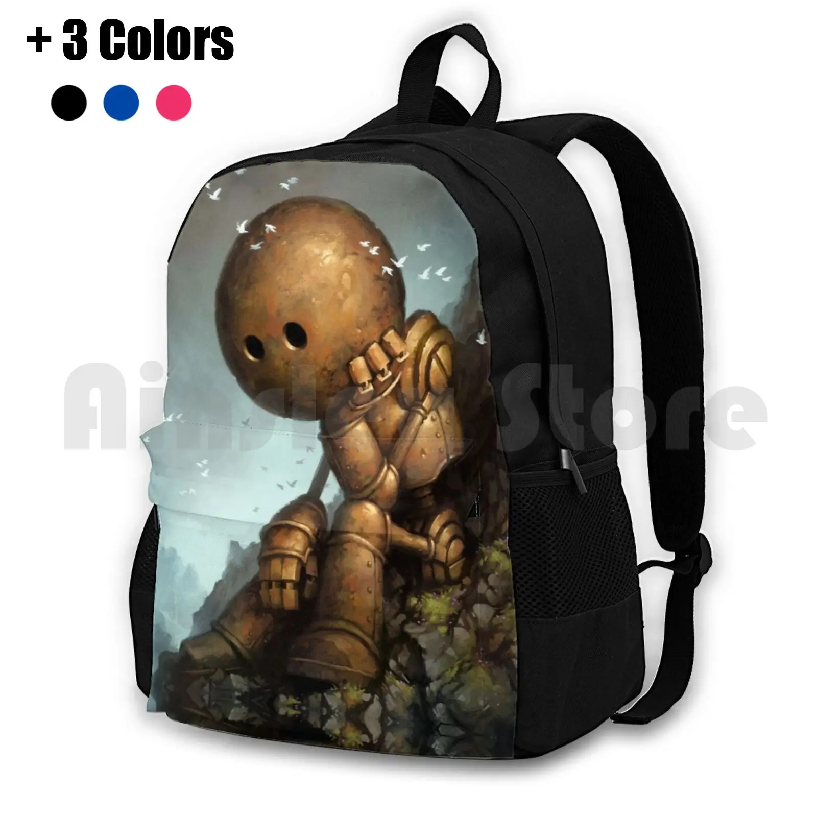 Introversion Outdoor Hiking Backpack Waterproof Camping Travel Robot Robots Matt Dixon Sad Rusty Introversion Humour Funny Cute