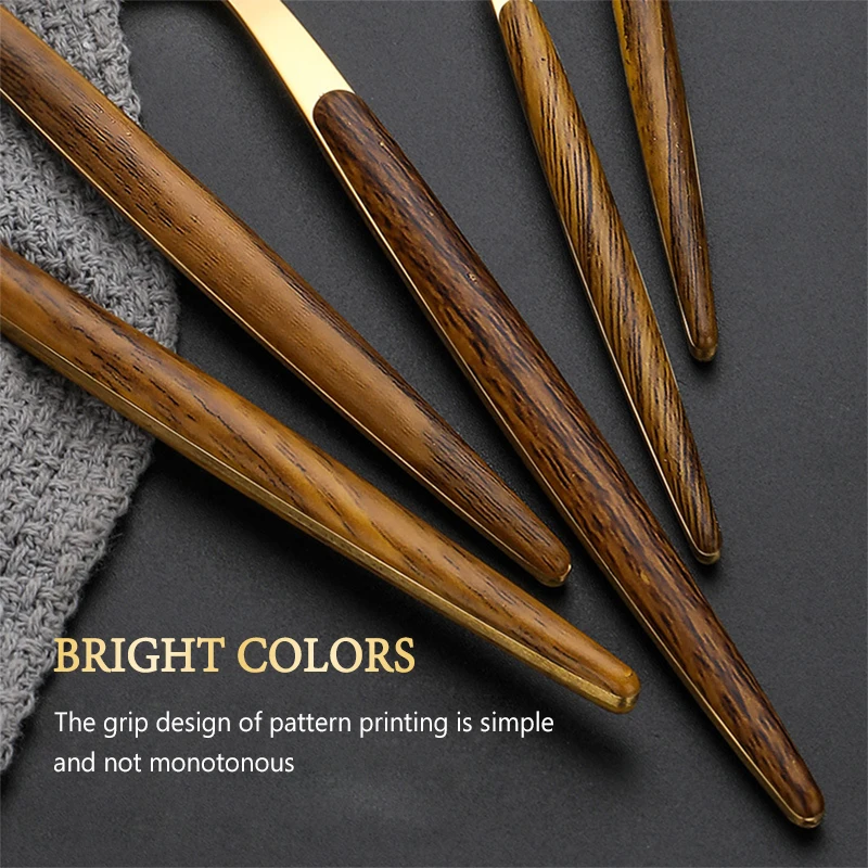 Eco Friendly Steak Knife Tableware Set Stainless Steel Wooden Handle Tableware Knife Fork Spoon Cutlery Home Banquet Tableware image 5