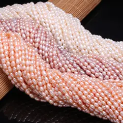 Natural Freshwater Pearl Beads High Quality Rice Shape Punch Loose Beads for DIY Elegant Necklace Bracelet Jewelry Making 4-5MM