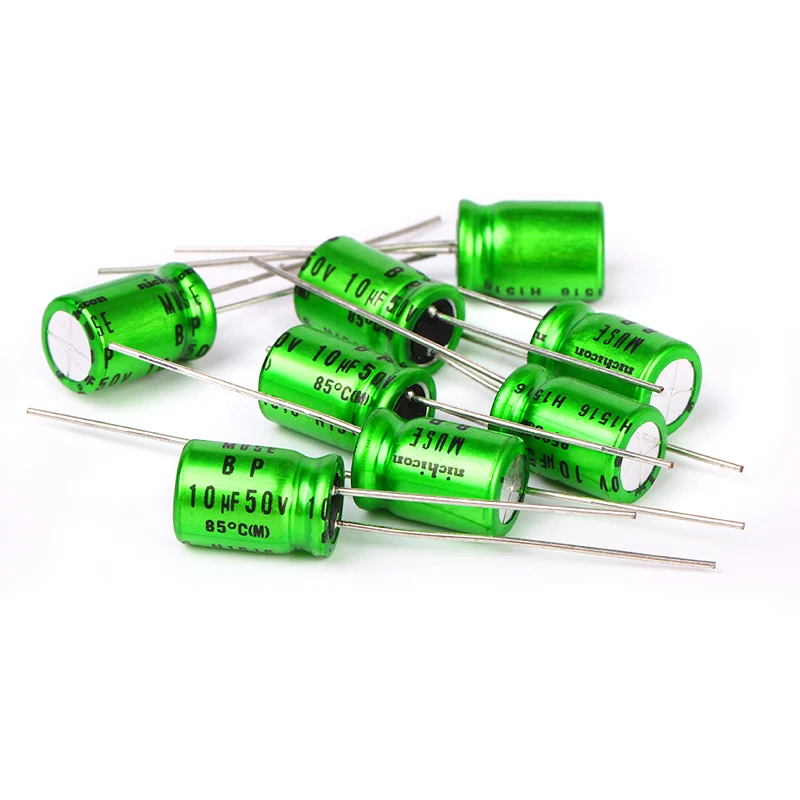 100% Nguyên Bản Hifi Muse ES Electrodeless BP Xanh Điện Phân Tụ Điện 10 UF 50V