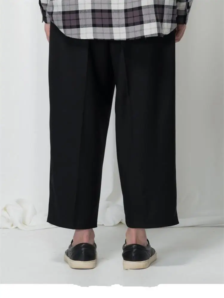 

Новые летние корейские модные мужские свободные прямые брюки молодежная мода девять одинаковых однотонных широких брюк