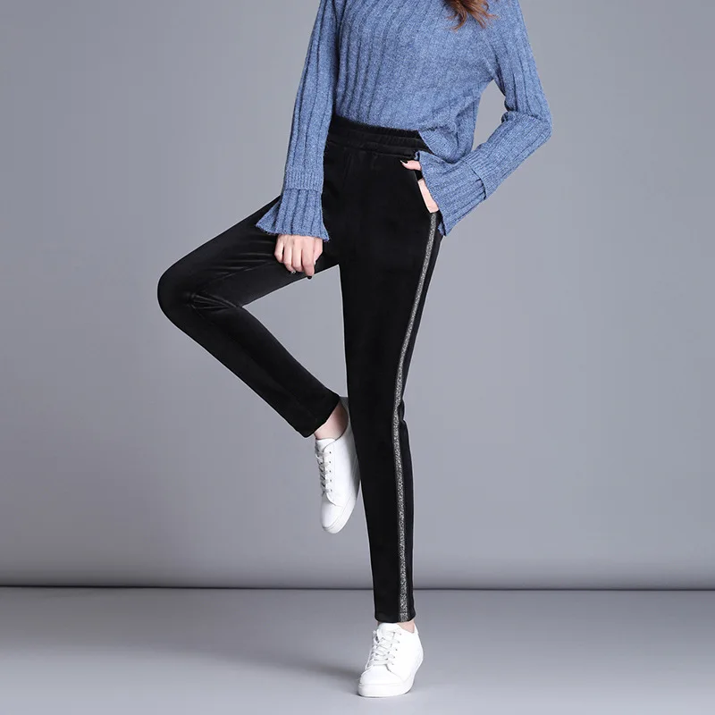 Winter Warm Velour Leggings For Women Plus Size 5xl 6xl Trousers Slim Stretch Soft Velvet Black Blue Pencil Pants Female