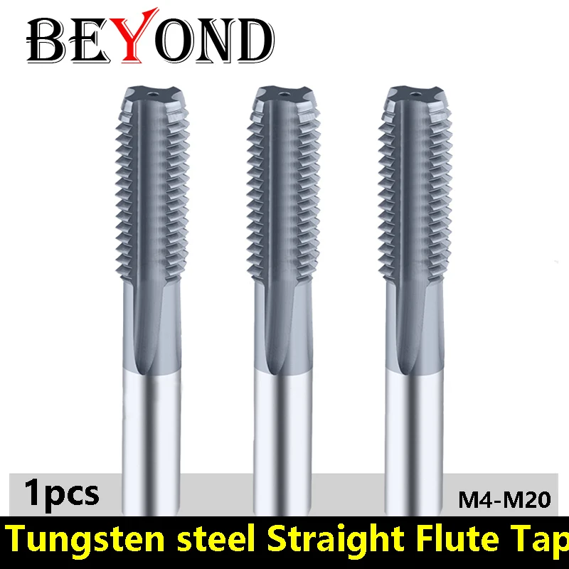 

BEYOND Carbide Alloy Straight Flute Tap M4x0.7 M5x0.8 M6x1 M8x1.25 M10 M12 M14 M18 M20 Tungsten Steel Taps Machine Solid Tapping