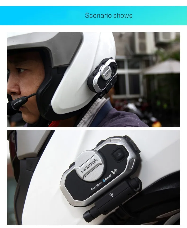Vimoto V8 Motorradhelm Headset Bluetooth Stereo Intercom Anruf Drahtlose Kommunikation Interphone – Detail 7