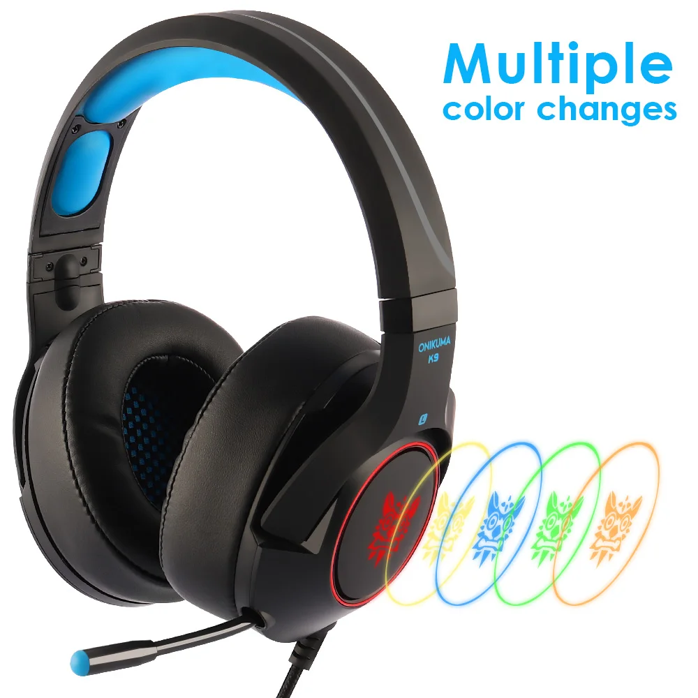 ONIKUMA K9 Gaming Headset Casque PC Stereo Gaming Headphones with Microphone LED Light For Laptop/ PS4/Xbox One Controller Gamer