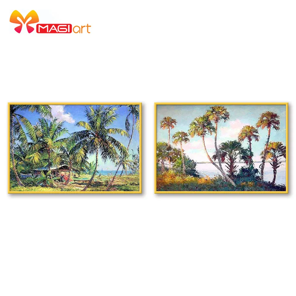 

Cross stitch kits Embroidery needlework sets 11CT water soluble canvas patterns 14C landscape Tropical seaside -NCMS127