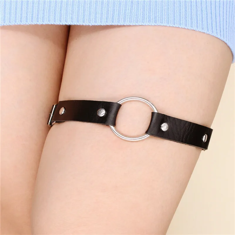 Women Sexy Punk Goth Heart PU Leather Elastic Harness Garter Belt Leg Thigh Ring Clothing Accessory Spring Summer Suspender