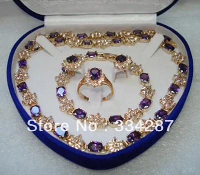 

red/blue/purple zircon earring bracelet ring/necklae jade crystal