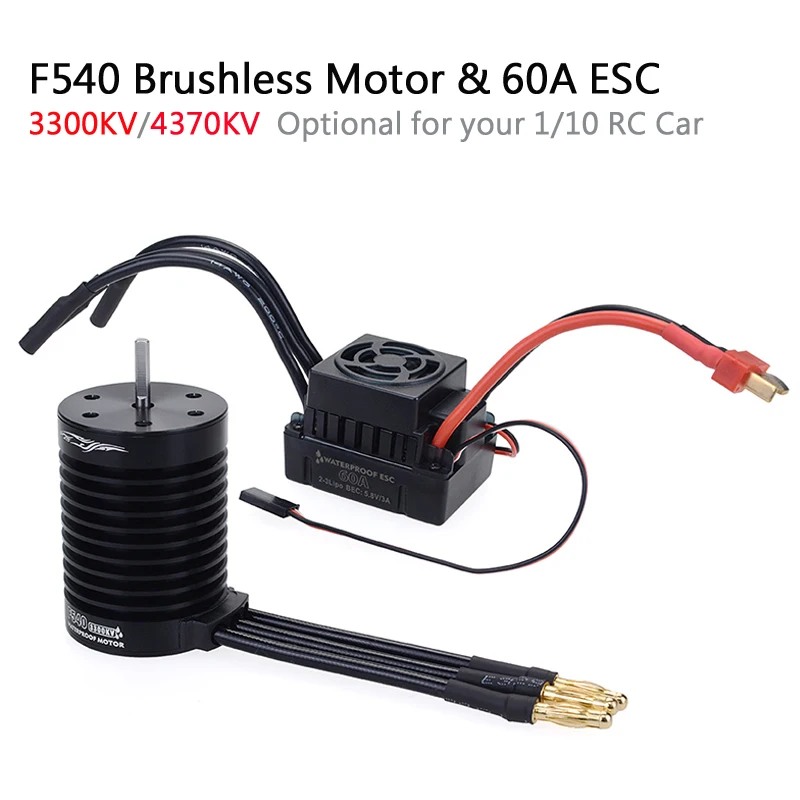 Impermeabile F540 3300KV 4370KV motore Brushless con 60A ESC Combo set per Traxxas Axial Redcat HSP 1/10 RC Truck Monster Buggy