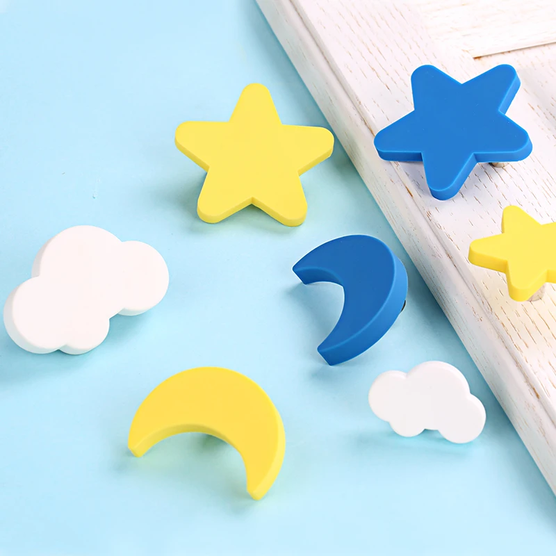 

Children Room Knobs And Handles Yellow Moon Cartoon Furniture Handles Plastic Star Cloud Door Knob Kids Drawer Cabinet Pulls