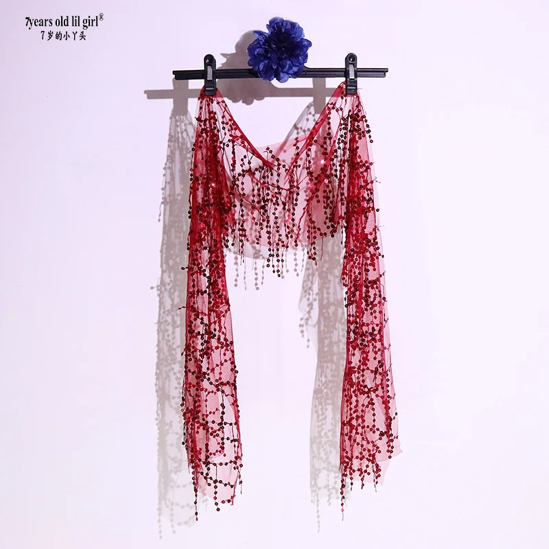 Sequin Fringe Scarf Tribal Fusion Belly Dance Lace Hipscarf Hipshawl Flapper
