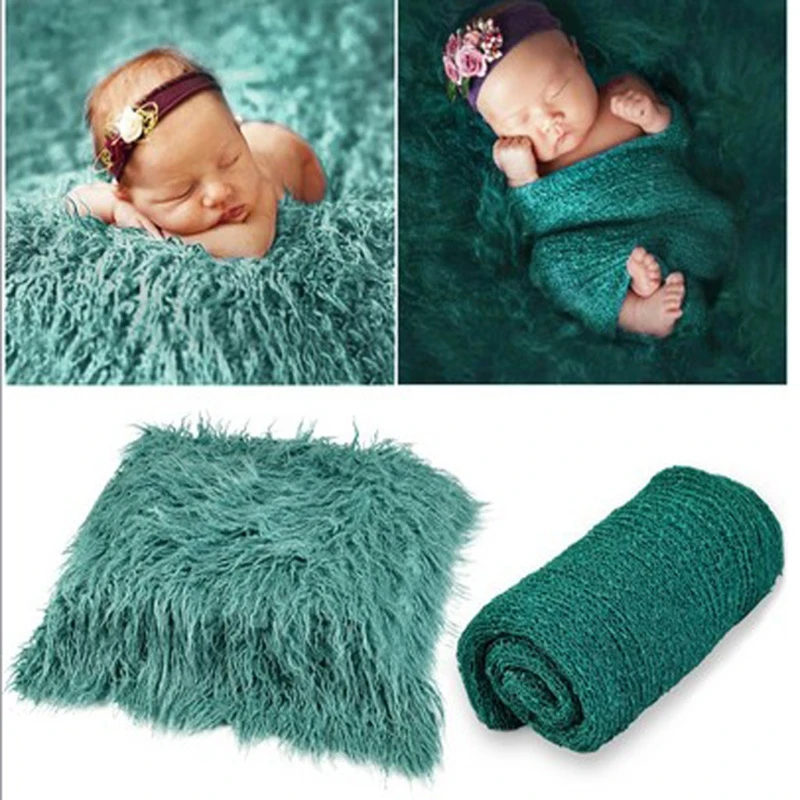 2024 New 4 Pcs/Set Newborn Photography Props Outfits Swaddle Wrap Blanket Mat Headband Hair Band Headwrap for Infant