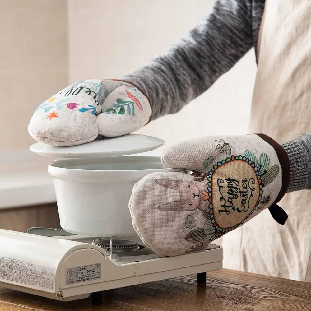 

1Pc Oven Mitts Kitchen Cooking Microwave Oven Gloves Pot Holder Heat Resistant Mitts Cooking BBQ Gloves Potholder Kitchen Gloves