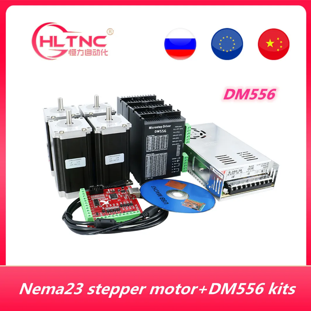 

CNC Router electronic kit 4pcs DM556 driver+ 4pcs NEMA23 425ozin DC motor +350W36V power supply +4axis mach3 motion card