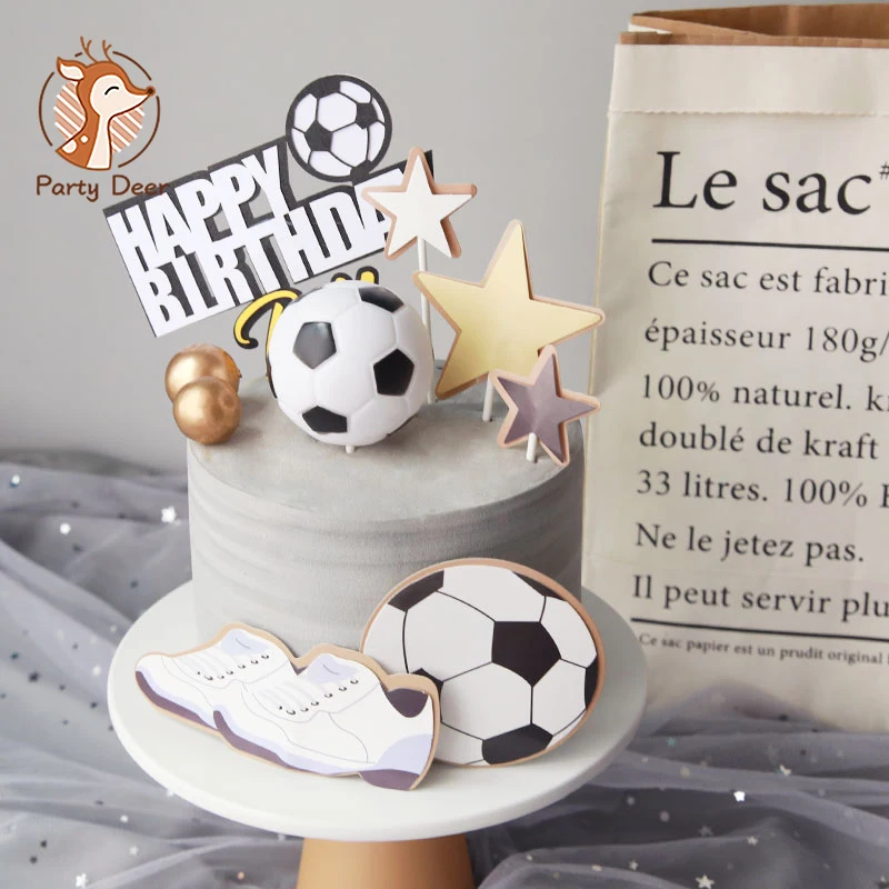 Basketball Football Theme Party Cupcake Topper Happy Birthday Cake Topper Flage For Kids Boy Birthday Party Cake Decors Supplies