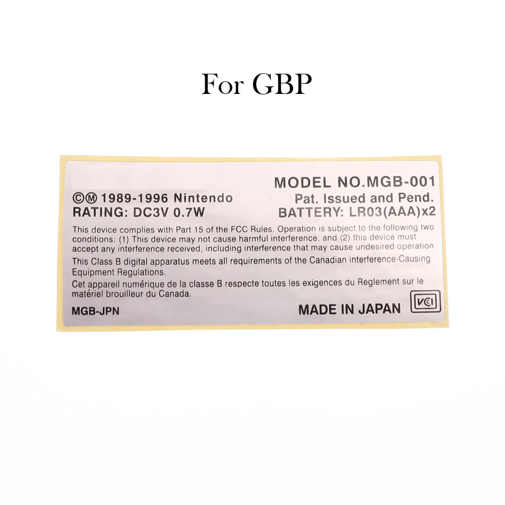 1PCS For GBA/ GBA SP/ GBC Game Console New Lables Back Stickers replacement for Gameboy Advance/ SP/ Color