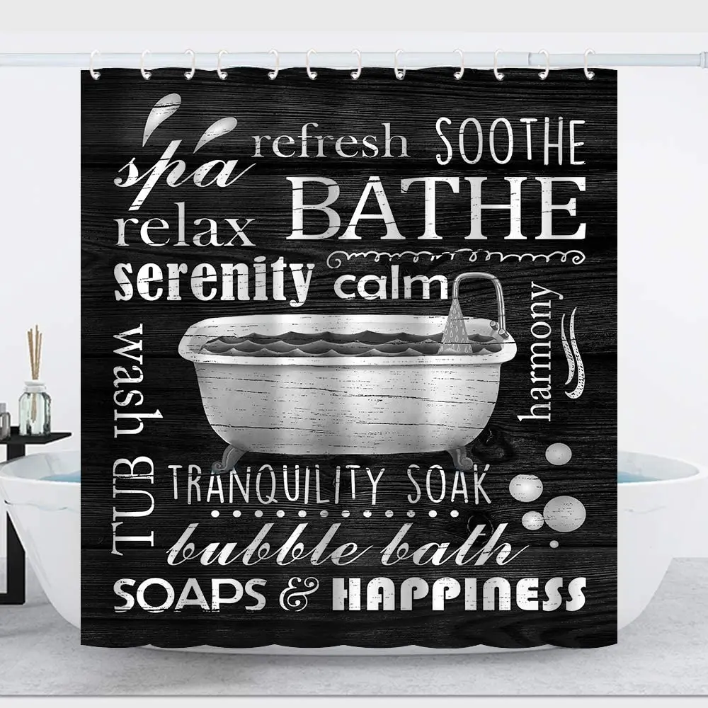 Color Valley Art Black Shower Curtain Farmhouse Bathroom Decor